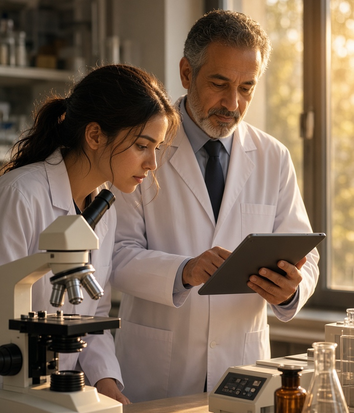 Researchers working together in a laboratory